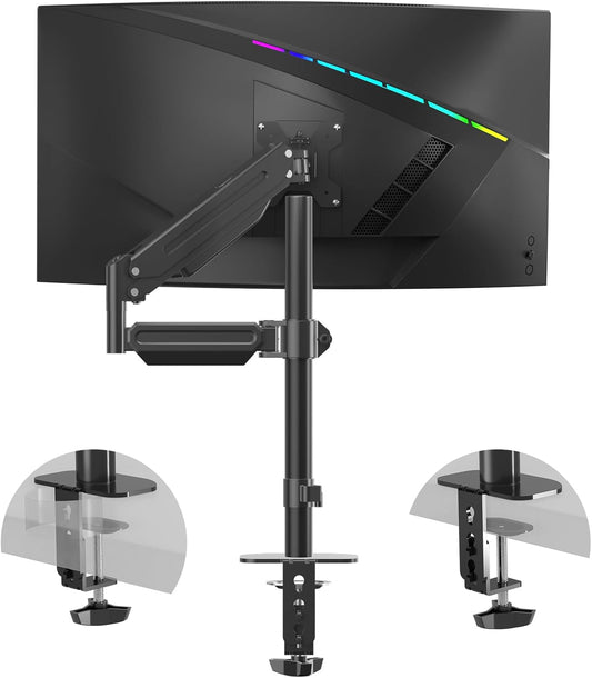 Pholiten Premium Single Monitor Arm for 13-32 Inch Computer Holds 22 lbs,Gas Spring Monitor Stand for Desk with Swivel/Tilt/Rotation, VESA 75x75 or 100x100mm