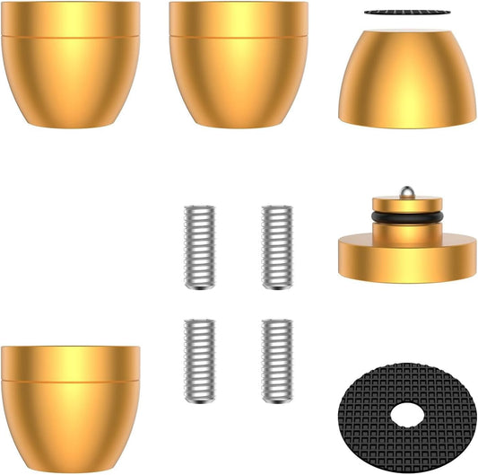 Audiocrast 4X HiFi Speaker Stand Feet Spike Pads Speaker Vibration Damper 30x33mm Aluminum Resonance Reduce Shock Absorber Floor Protector for Audio Speaker Amp Turntable