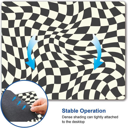 Mouse Pad, Black White Checkered Mouse Pad, Square Mouse Mat Waterproof Computer Mousepad Non-Slip Rubber Base Mouse Pads for Office Laptop
