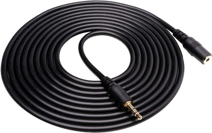Movo MC10 3.5mm Audio Cable - 3.5mm TRS Female to Male 10ft Extension Cord for Microphones, Headphones, and More