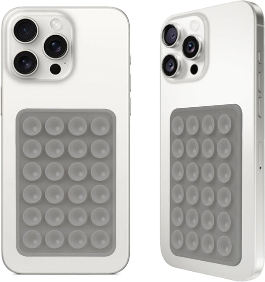 2PCS Silicone Suction Phone Case Mount, Non Slip Suction Cup, Hands-Free Phone Accessories Holder for Selfies and Videos, Silicone Adhesive Stand Sticky for Cell Phone Dark Gray