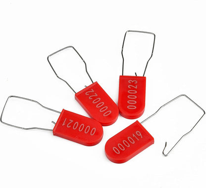 1000PCS Plastic Padlock Security Seals Metal Wire Padlocks Electric Meter Seal Disposable Anti-Tamper Lock Numbered Anti Tamper Tag Hasps Red