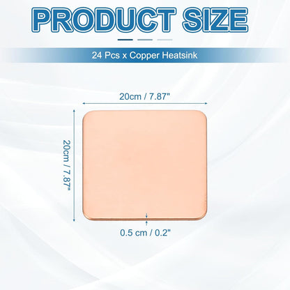 PATIKIL Copper Heatsink Pad Shims, 24 Pcs 20x20x0.5mm Copper Pad Shim IC Chipset GPU CPU Thermal Heatsink for Cooling Laptop Desktop Computer
