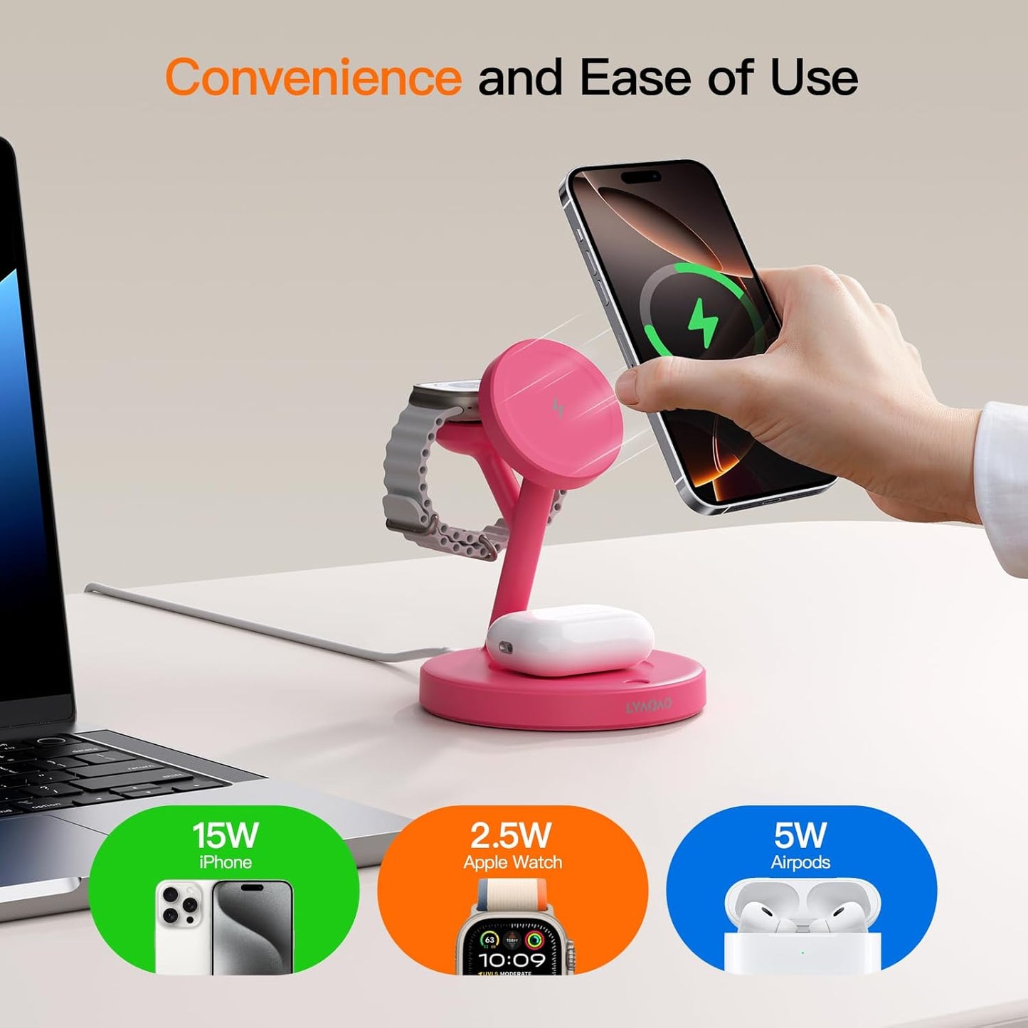 2025 3 in 1 Charging Station for Apple iPhone AirPods Watch with Mag-Safe Charger Wireless Charger Stand for iPhone 16 15 14 13 12 Series AirPods iWatch Series - Gifts for Wife & Husband