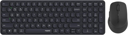 Rapoo 9360M Wireless Keyboard and Mouse Combo, Blade-Series E9310M 99-Key Ultra-Thin Keyboard and M300G Silent Mouse, Support 4 Devices, Quiet, Compact, Battery Powered, for Windows/Mac/Linux/Chrome