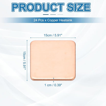PATIKIL Copper Heatsink Pad Shims, 24 Pcs 15x15x1mm Copper Pad Shim IC Chipset GPU CPU Thermal Heatsink for Cooling Laptop Desktop Computer