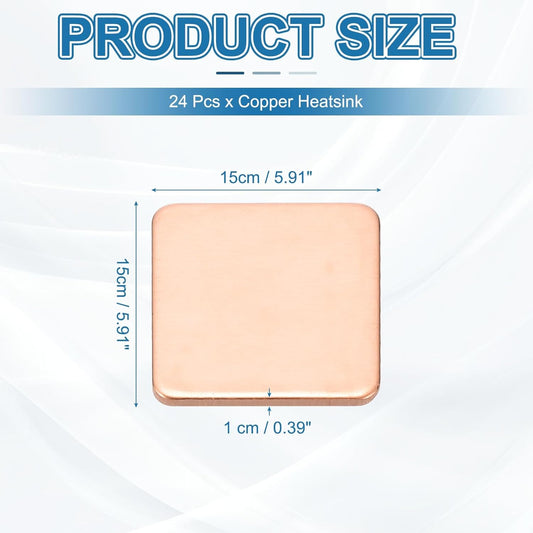 PATIKIL Copper Heatsink Pad Shims, 24 Pcs 15x15x1mm Copper Pad Shim IC Chipset GPU CPU Thermal Heatsink for Cooling Laptop Desktop Computer