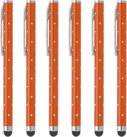 PATIKIL Stylus Pens for Touch Screens, 6 Pcs High Precision Universal Bling Stylus Crystal Metal Capacitive Pen for Touch Screen Devices Phone Tablets Laptop, Orange