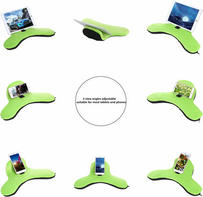 Multi-Angle Soft Pillow Lap Stand for Tablets, iPads, Mobile Phones, eReaders, Books, Magazines, Fits Upto 12.9" Pad(Grass-Green)