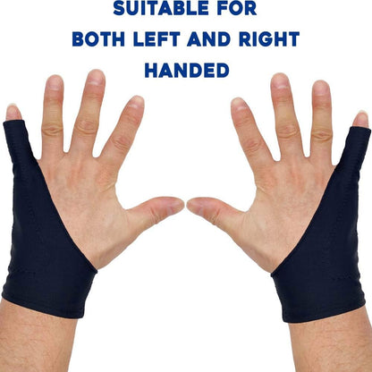 AKX Artist Drawing Glove Large - 2 Pack Palm Rejection for iPad - Smudge Guard, 1 Finger, Fingerless, Good for Left and Right Hand, Black | AK-010