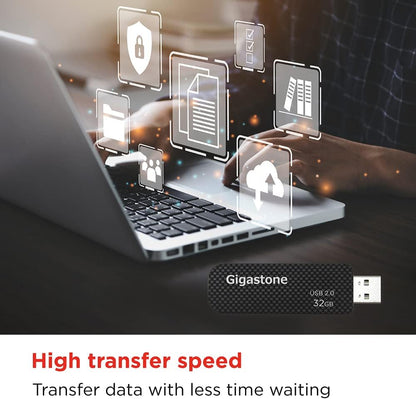 GIGASTONE V30 32GB USB 2.0 Flash Drive 5-Pack, Capless Retractable Design Pen Drive, Carbon Fiber Style, Reliable Performance & Durable