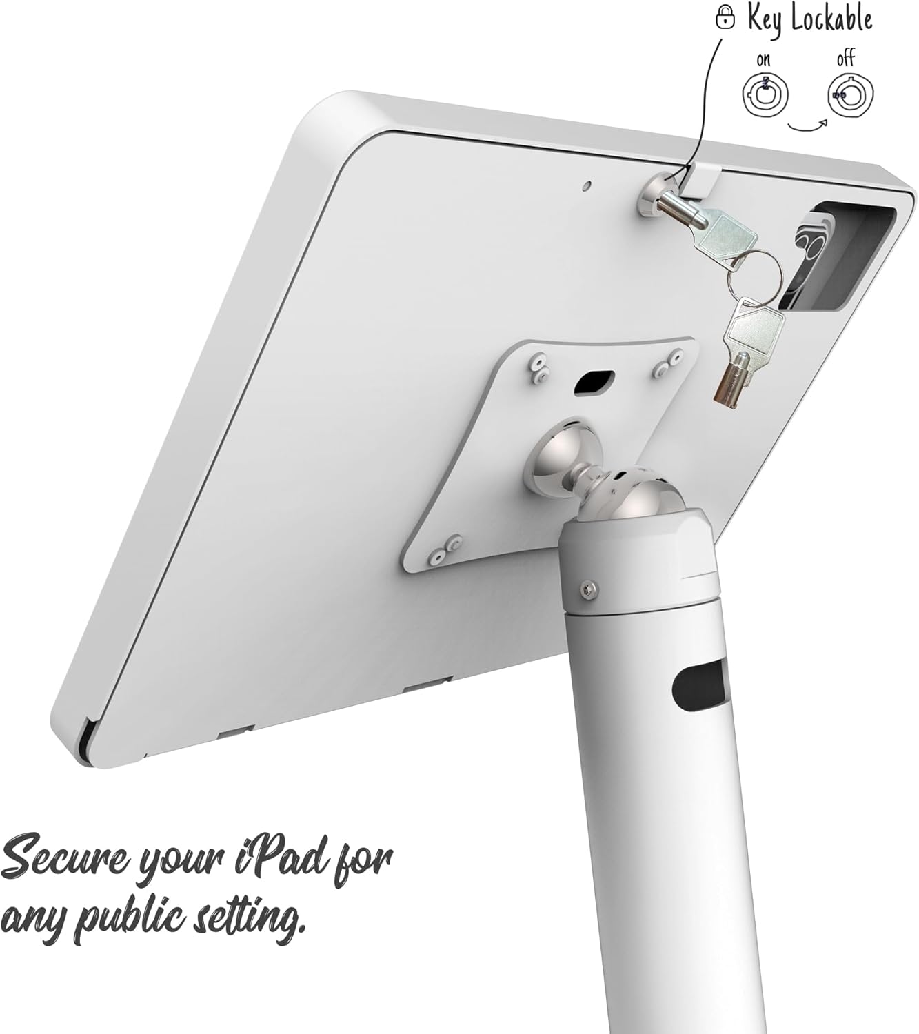 Tablet Kiosk Floor Stand, All Metal Rotate Lockable - Compatible with 10.9" iPad 10th, Pro 11" 1 2 3 4, Air 4 5, Air 11", iPad 11"(A16) - BSF301WA