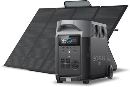 EF ECOFLOW Solar Generator 120V/3.6KWh DELTA Pro with 400W Portable Solar Panel, 23% High Efficiency, 5 AC Outlets, 3600W Portable Power Station for Home Backup Outdoors Camping RV Emergency