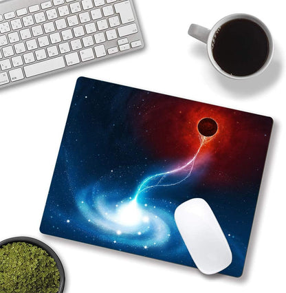 Cool Galaxy Mouse Pad, Black Holes Engulf Galaxies Square Mouse Pad Non-Slip Rubber Base Gaming MousePads for Computers Laptop Office, 9.5"x7.9"x0.12" Inch( 240mm x 200mm x 3mm)
