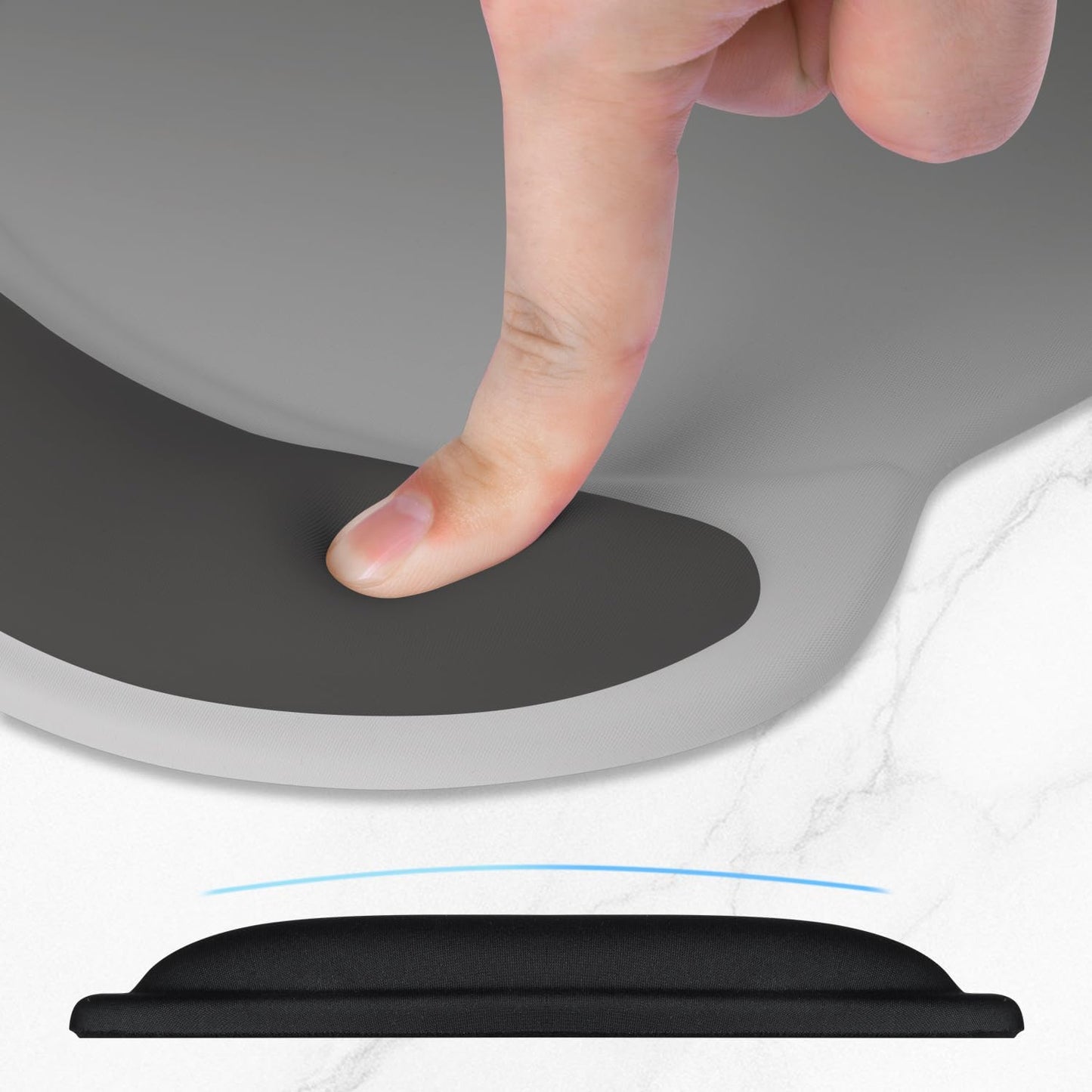 ITNRSIIET Ergonomic Mouse Pad with Comfort Gel Wrist Rest, Non-Slip PU Base, Smooth Textured Surface, Reduces Hand Fatigue & Wrist Pain, 8.7 x 7.2 Inch for Office Gaming Home, Gray Gradient