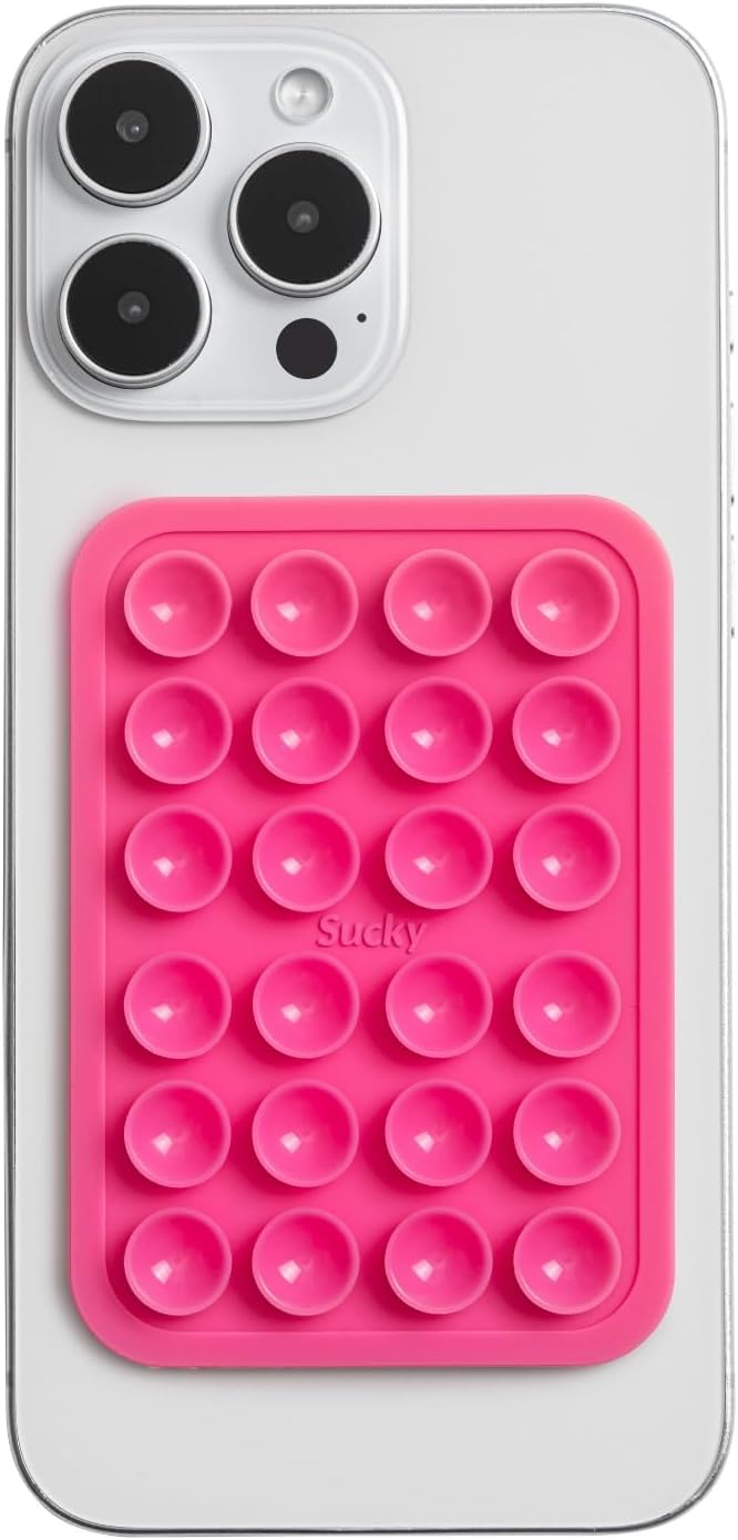 SUCKY Silicone Suction Phone Case Adhesive Octo Cup Buddy Mount - Anti-Slip Holder, Hands-Free Phone Accessory for iPhone & Android - Sticky Grip for Selfies, Videos - Hot Pink