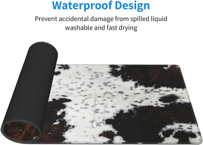 Mouse Pads Western Highland Cowhide Ranch Style Large Mouse Pad, Gaming Mousepad, Keyboard and Mouse Pad with Stitched Edges,PC Desk Mat for Game,Work,Office(31.5"*11.8")