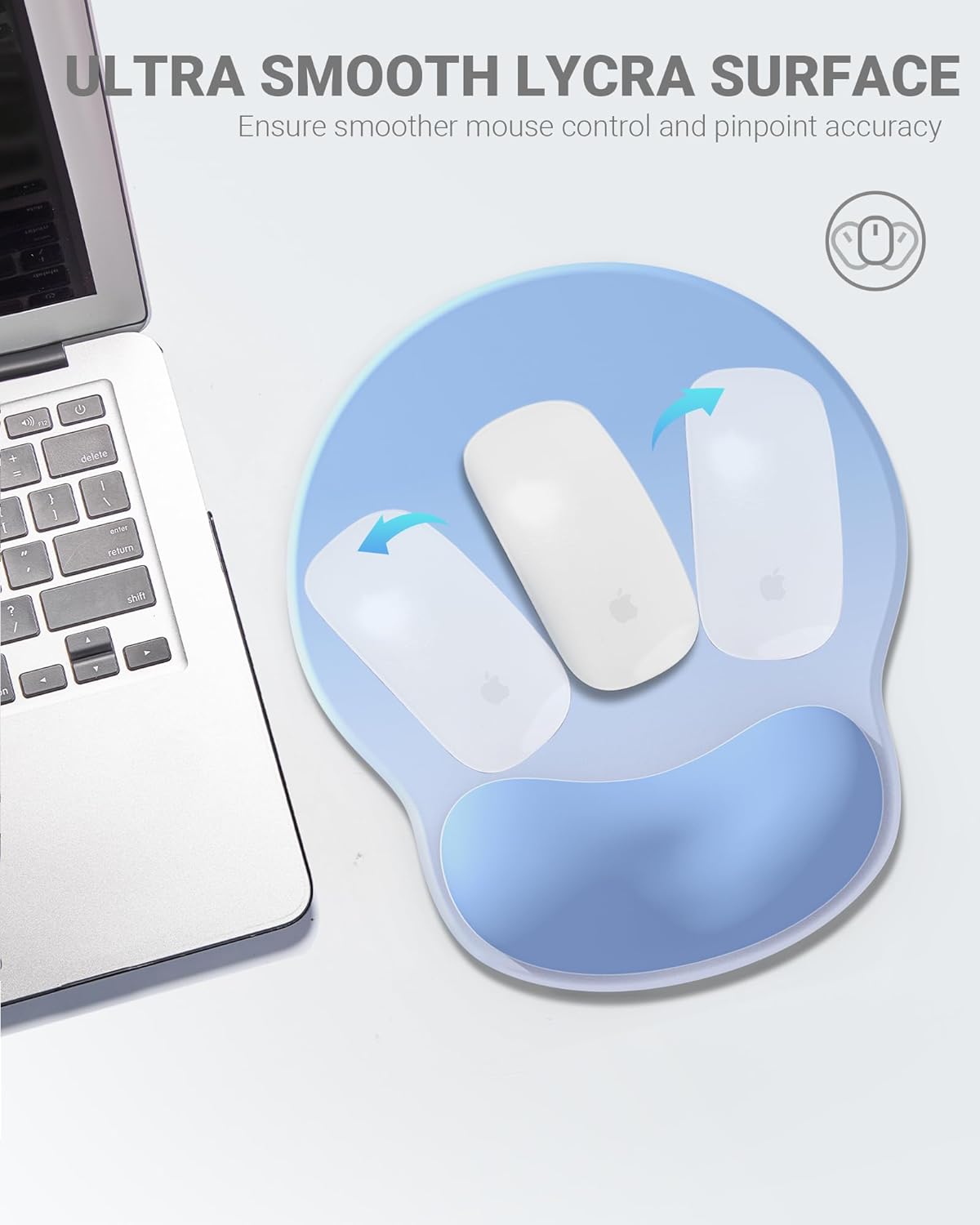 Ergonomic Mouse Pad Wrist Support, Comfortable Mouse Pad Wrist Rest, Relieve Wrist Pain Gel Mouse pad, Non-Slip Rubber Base Mousepad for Laptop, Computer(Gradient Blue)