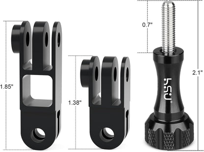 HSU Aluminum Alloy Metal Adjust Arm Straight Joints Mount, Long and Short Vertical Direction Straight Joints Mount for Gopro Hero 13 12 11 10 9 8 7 6 5, AKASO Campark and Other Action Cameras (Black)