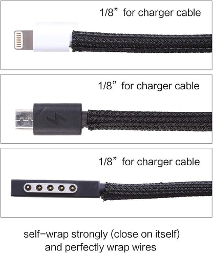 Alex Tech 25ft - 1/8 inch Cord Protector Wire Loom Tubing Cable Sleeve Split Sleeving For USB Cable Power Cord Audio Video Cable – Protect Cat From Chewing Cords - Black