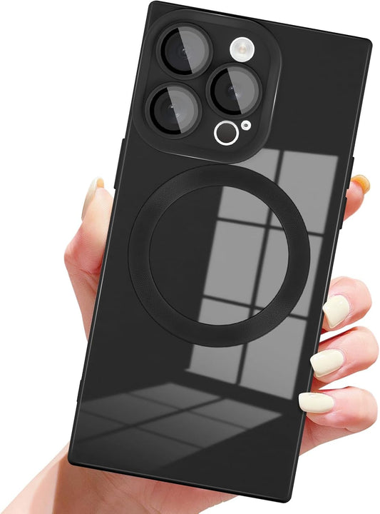 Designed for iPhone 15 Pro Case Compatible with Magsafe Cover Camera Lens Protector Military Grade Protection Shockproof Soft TPU Slim Magnetic Phone Case for iPhone 15 Pro Black