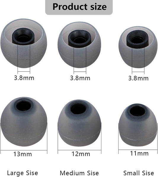 Silicone Earbud Covers - Fit for in-Ear Headphones (Inner Hole 3.8mm -5.1mm) Ear Tips - 9 Pairs S/M/L