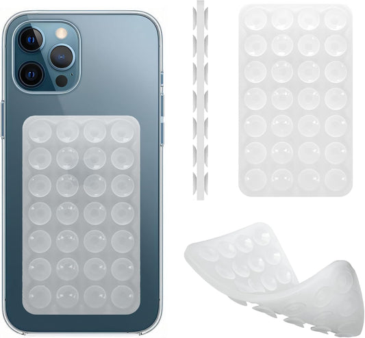 Silicone Double-Sided Suction Phone Case Detachable Mount, Car Dashboard Holder, Hands-Free Sticky Grip Phone Accessories for Selfies & Videos, - iphone & Android Compatible (3.74"x2.2", Transparent)