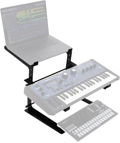 Rockville Rock2d2 Adjustable Dual Shelf DJ Controller Midi Keyboard Laptop Stand