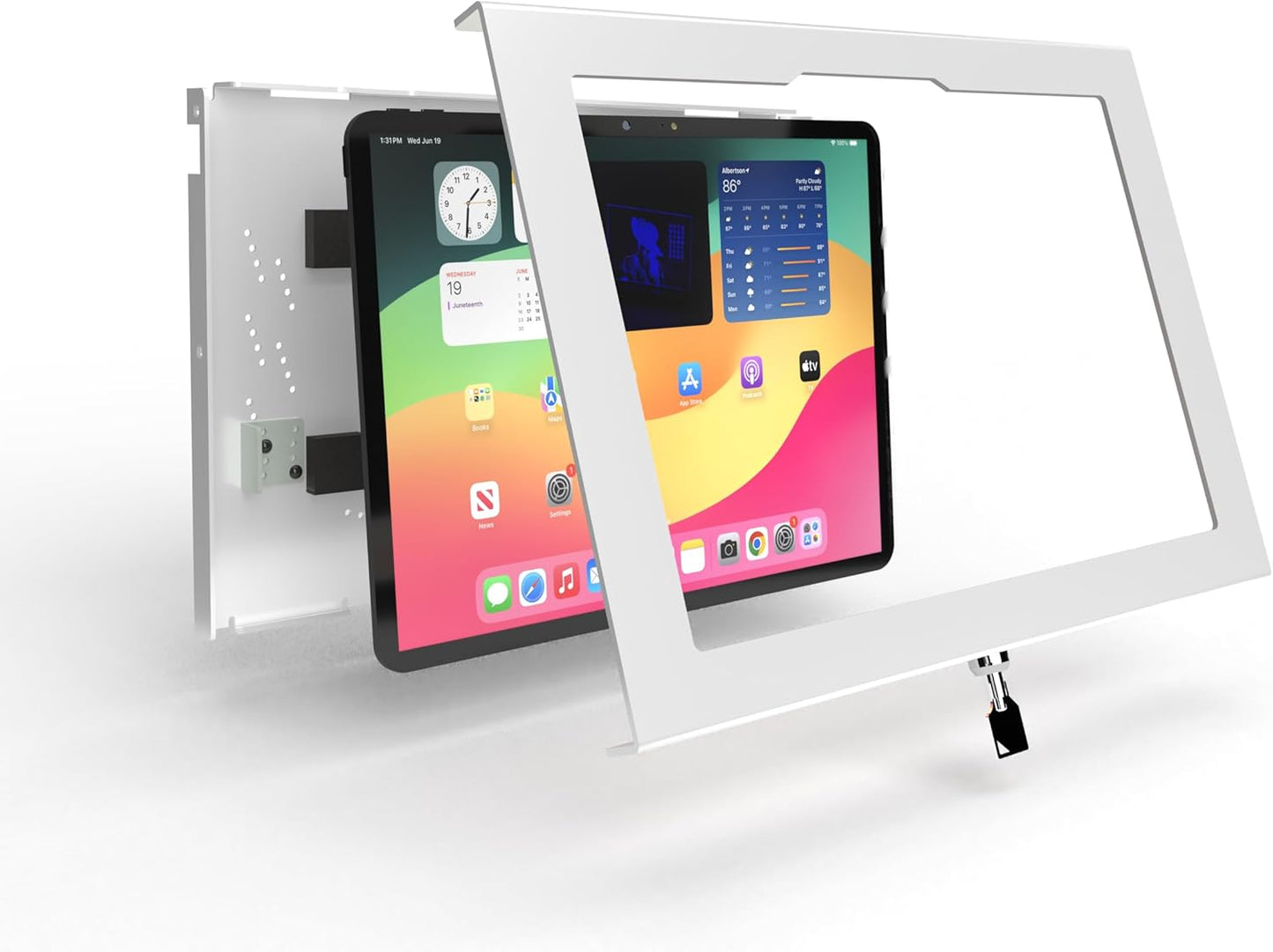 TABcare Locking Security Metal Case for Apple iPad Air 13" 2024 6th gen. for Kiosk, POS, Store, Show Display (White, iPad Air 13 2024)