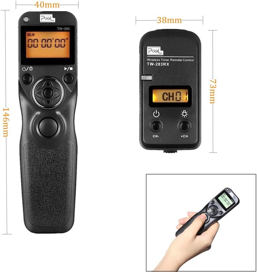Pixel Timer Shutter Release TW283-N3 Wireless Remote Control Compatible with Canon 5D Mark-III/Mark-IV 5D R5 R5C 10D 1DX 1DC 1DS 1D 5DS 5DSR 20D 6D 7D Mark-II 7D 50D 40D 30D D60 D30 D2000