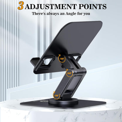 OCYCLONE for iPad Stand for Desk, 360 Rotating Adjustable Portable Monitor Tablet Holder Office Accessories Compatible with Kindle 4" - 15.6" Tablet iPad PS iPhone, Black