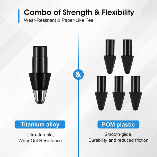 REEYEAR Replacement Tips Set fits for Remarkable Paper Pro Maker Pen –1 No Wear Out Titanium Alloy Tip + 5 Plastic Nibs – Precise, Durable Precise, Precise Writing, Long-Lasting