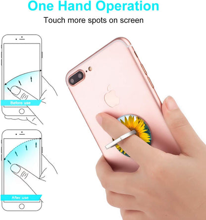 Bonoma Cell Phone Ring Holder Stand, 3 Pack Sunflowers 360 Rotation Universal Smartphone Ring Grip Stand Compatible with Smartphones and Tablets