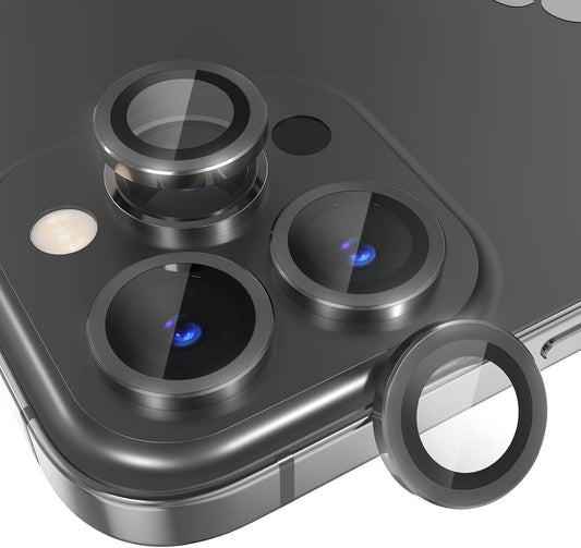 Choiche [3+1 for iPhone 14 Pro/iPhone 14 Pro Max Camera Lens Protector, 9H Tempered Glass Camera Cover Screen Protector Metal Ring Decoration Accessories (Black)