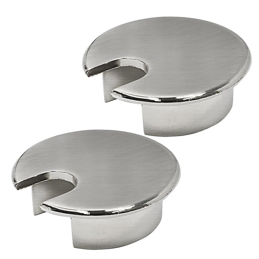 Desk Grommet 1-3/8" (35 mm), Desk Cord Hole Cover, Cable Grommet Metal Zinc Alloy Materilal, Desk Hole Grommet for Office and Home Table Cable, Detachable Cable Cord Organizer (Brushed Silver 2 Pcs)