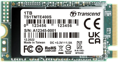 Transcend 1TB MTE400S M.2 2242 PCIe Gen3x4 SSD, Compatible with Ultra-Thin Laptops, Dram-Less Low Power, Up to 2000MB/s, TLC - TS1TMTE400S