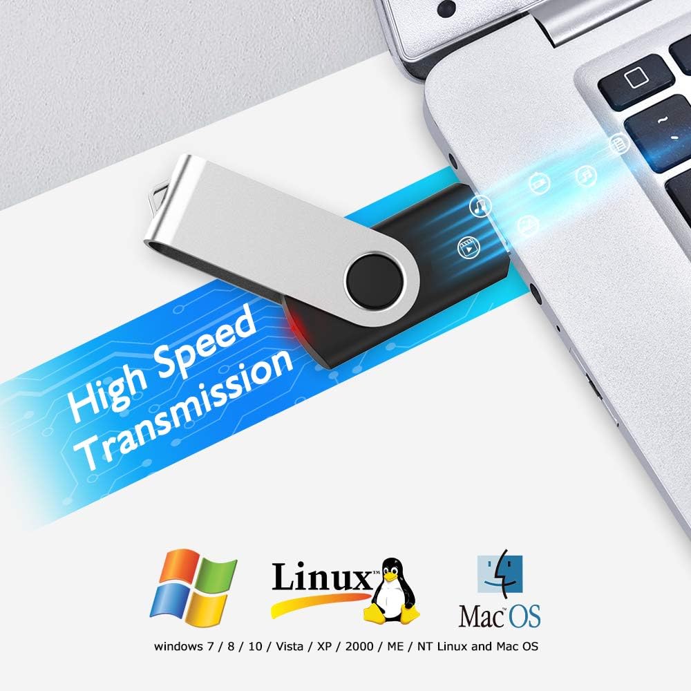 KOOTION 16 GB USB 3.0 Flash Drive 16gb Flash Drives 10pcs Thumb Drive Keychain Jump Drive Swivel Memory Sticks, Black