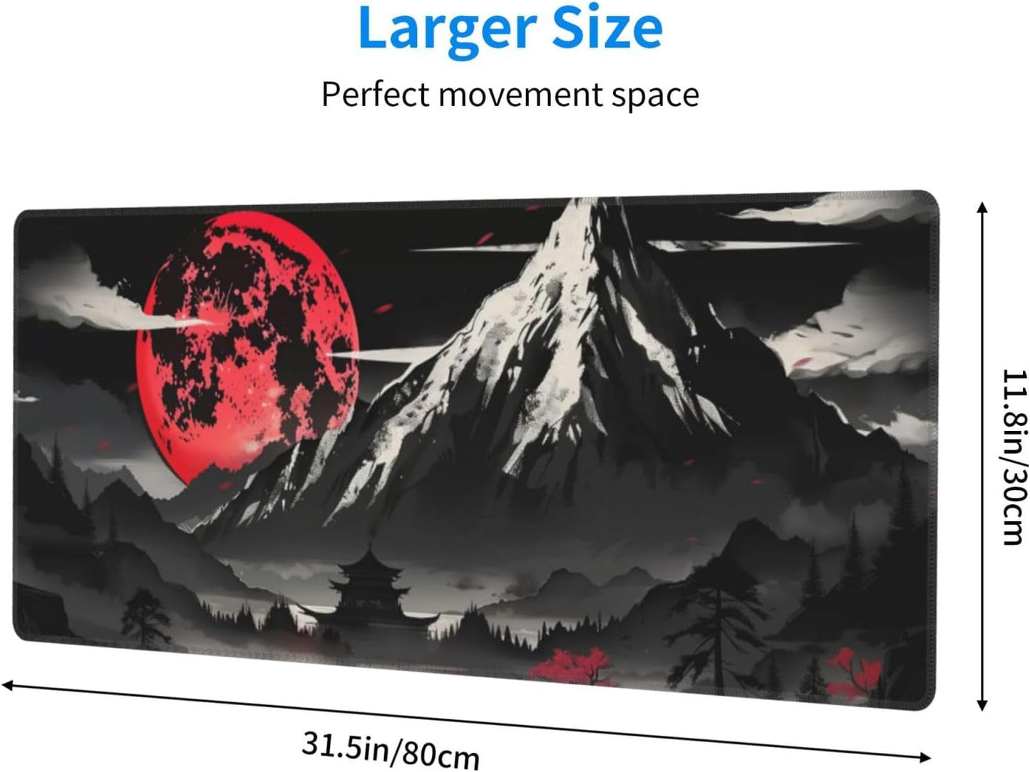 Extended Gaming Mouse Pad, Large Desk Mat XL Anime Mouse Pad Waterproof with Stitched Edges, Non-Slip Desktop Pad for Home and Office, Level Up Your 31.5x11.8 Inch (Snow Mountain)