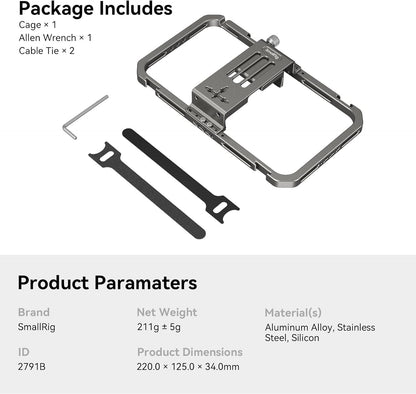 SmallRig Universal Smartphone Video Rig for iPhone 16 15 14 for Samsung, Filmmaking Vlogging Rig Aluminium Alloy Phone Video Cage Grip with Cold Shoe Mount for Videomaker Videographer