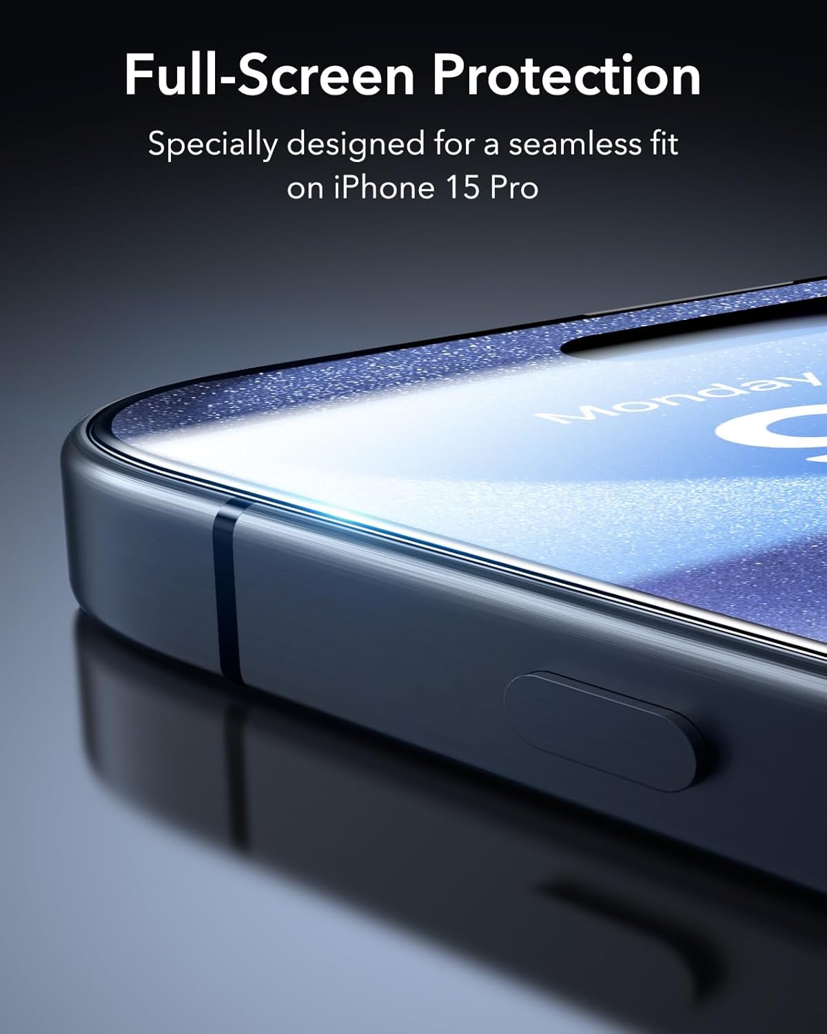 ESR 3 Pack 9H+ Glass for iPhone 15 Pro Screen Protector, [Military Grade Shatterproof & Longest Durable] Armorite Ultra-tough Full Coverage Tempered Glass with UltraFit Tray