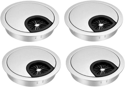 uxcell Cable Hole Cover, 2.4Inch/60mm Zinc Alloy Desk Wire Cord Cable Grommets Hole Cover for Office PC Desk Cable Cord Organizer, 4Pcs Silver Tone