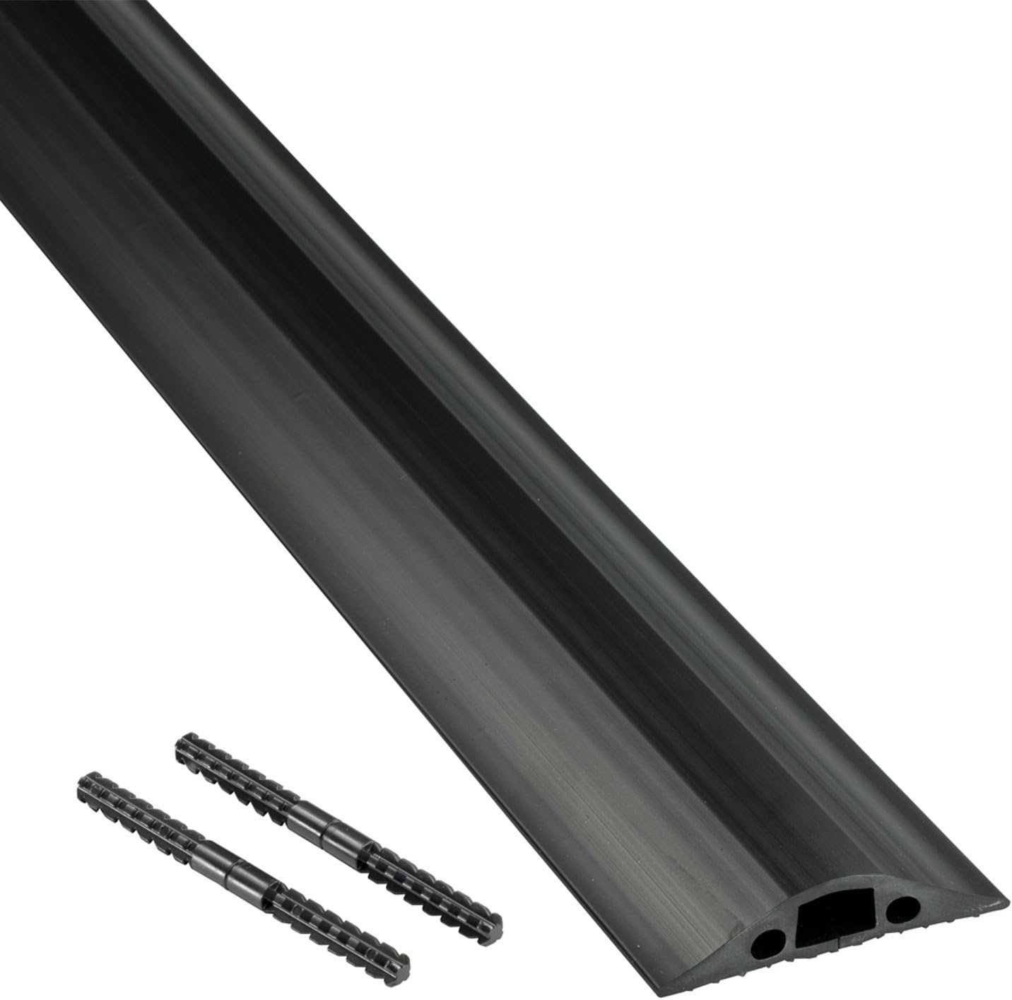 D-Line 30ft Floor Cord Cover, Made in USA Linkable Cable Protector, Hide Extension Cords, Protect Cords, Prevent Cable Trips, Cord Hider, Heavy Duty - Cord Cavity = 0.56" (W) x 0.35" (H) - Black