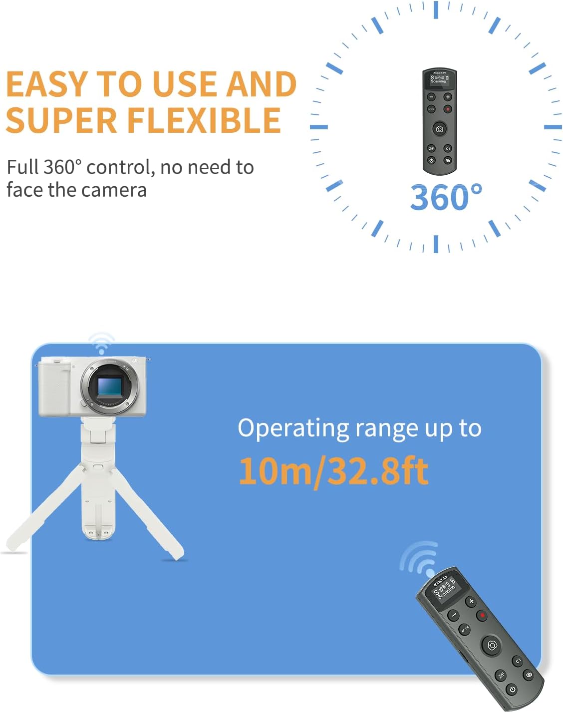 for Sony Camera Wireless Remote Control - Aodelan Rechargeable Shutter Release with OLED Screen for ZV-E10, FX3, a6100, a6400, a6600, a7 III, a7R III, DSC-RX100 VII, ZV-1; Replace Sony RMT-P1BT