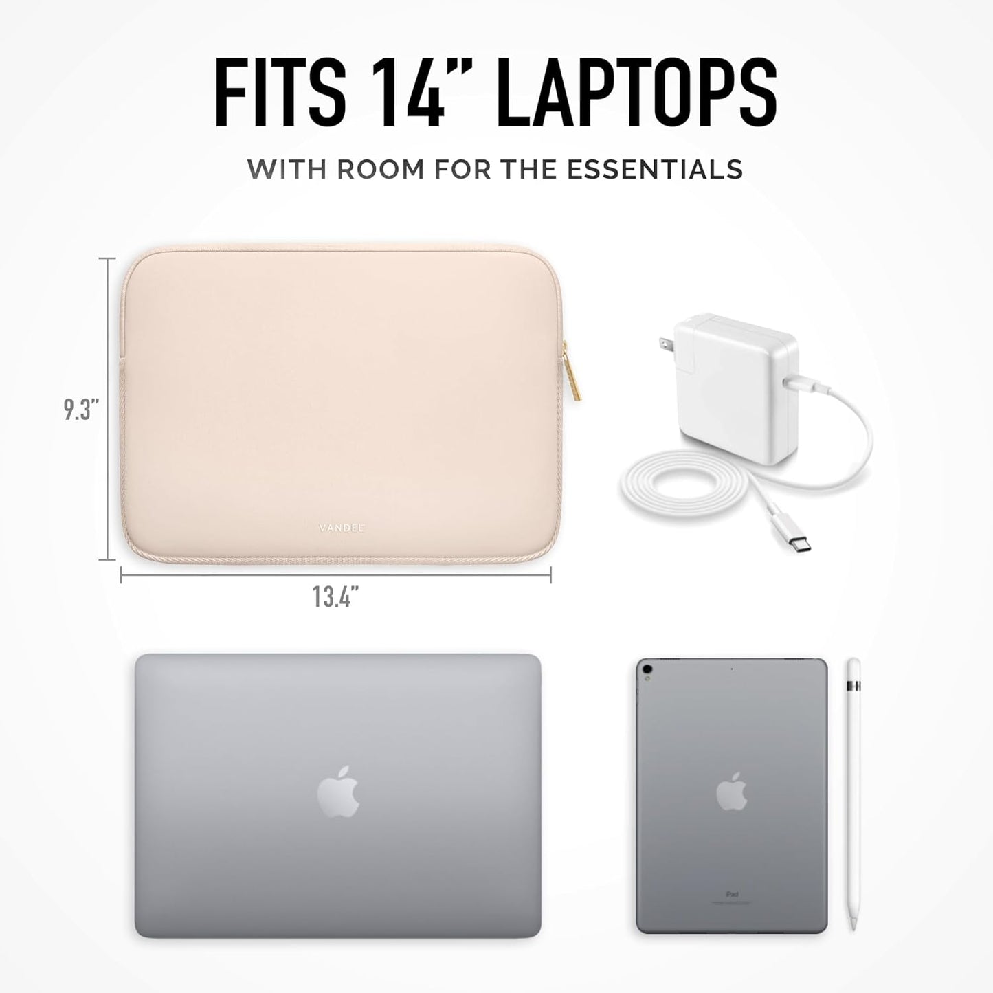 Vandel Slim MacBook Pro 14 inch Laptop Sleeve, Neoprene 14 Inch Apple MacBook Laptop Case Sleeve, Dell, HP Cover, Protective Asus, HP, Dell XPS Case, Computer Cover, Mac M1, M2, M3 Pouch