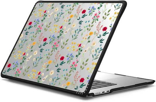 CASETiFY Impact MacBook Air 15" (M2-M4) Case [Cushioned Impact Corners/Scratch-Resistant/Anti-Slip Grip] - Spring Botanicals 2 - Clear Black