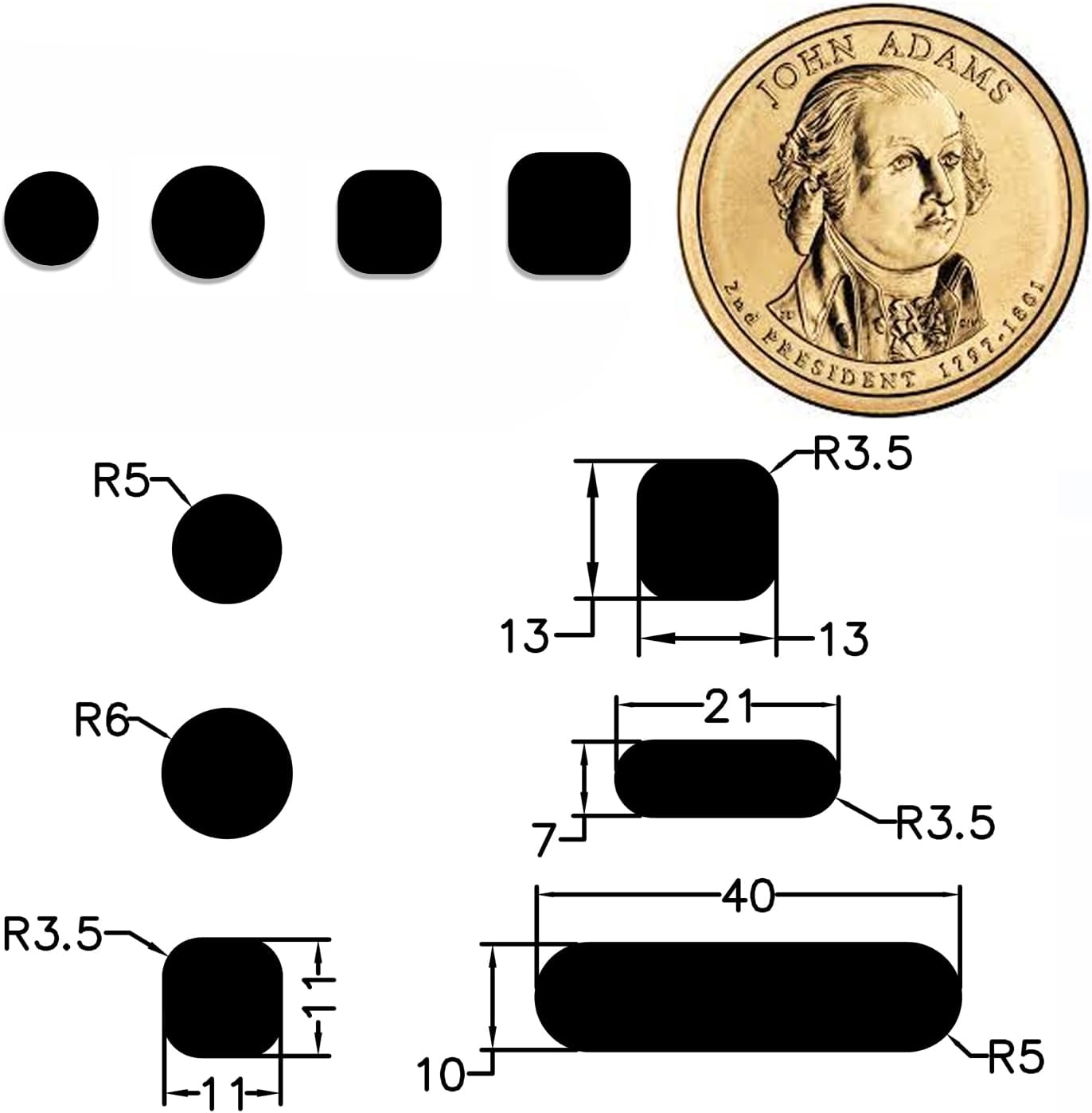 Universal Webcam Covers - Privacy Protection Accessory, No Residue Application, Safe Screen Closure - Dots,Squares and Bars, 26 Pieces - Black