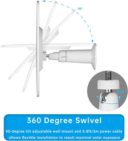 Solar Panel Charger Compatible with Arlo Pro 3/Pro 4/Pro 5S/Ultra/Ultra 2/Go 2 Continuous Power Supply IP65 Weatherproof with 9.8ft Charging Cable and Adjustable Wall Mount 4 Pack