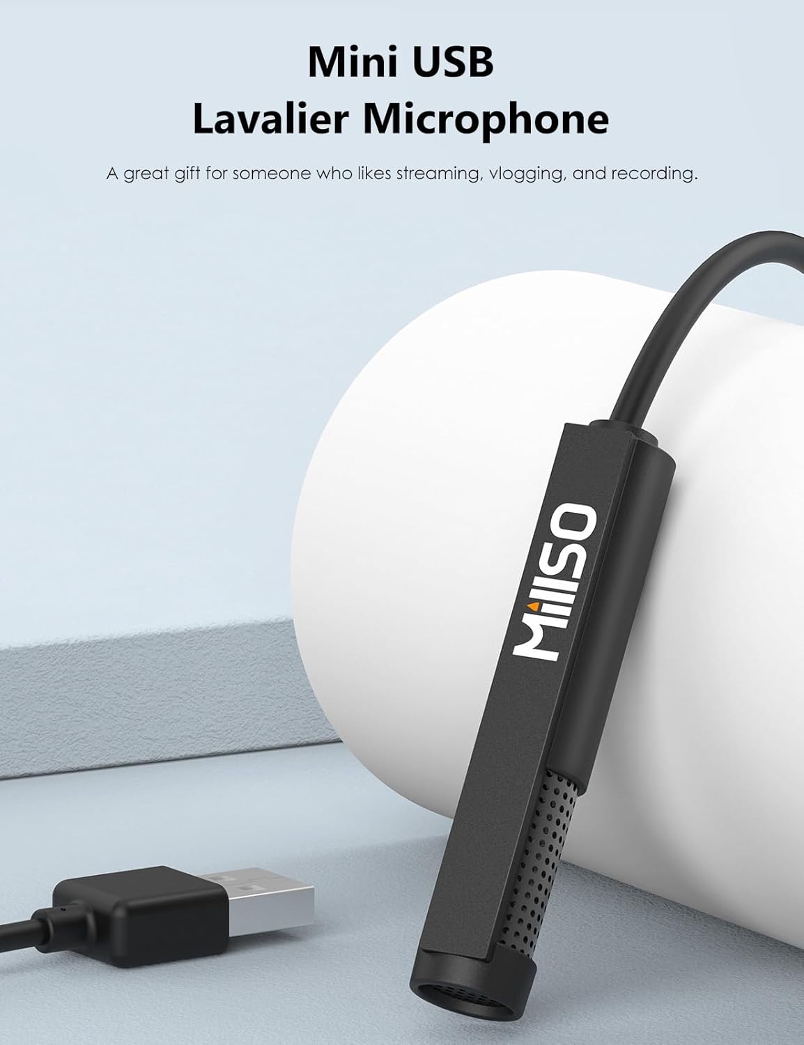 MillSO USB PC Microphone Plug & Play Omnidirectional External Lavalier Mini USB Microphone for Computer, Laptop, YouTube, Meeting, Recording, Podcasting, Gaming - 1.5m/4.9ft