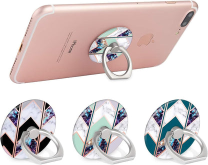 Bonoma Phone Ring Grip, 3 Pack Wave Geometric Marble 360 Degree Rotation 180 Degree Flip Finger Ring Stand Holder Compatible with Smartphones and Tablets