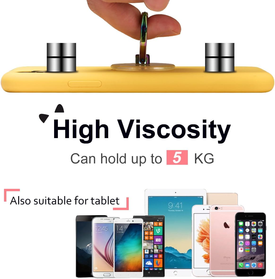 Cat Phone Ring Holder Grip- EI Sonador Transparent Cell Phone Ring Stand Holder Clear Kickstand Finger Grip, Compatible with Most of Phones, Tablets and Case (2 Colorful Cat)